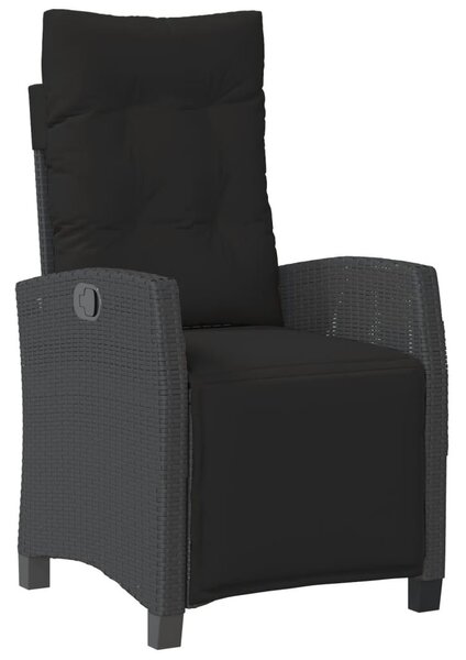 5 részes fekete polyrattan kerti étkezőgarnitúra párnákkal