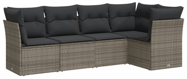 5 részes szürke polyrattan kerti ülőgarnitúra párnákkal