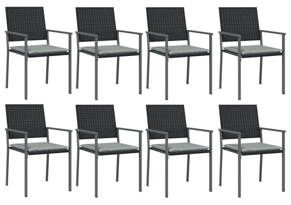 9 részes polyrattan és acél kerti étkezőgarnitúra párnával