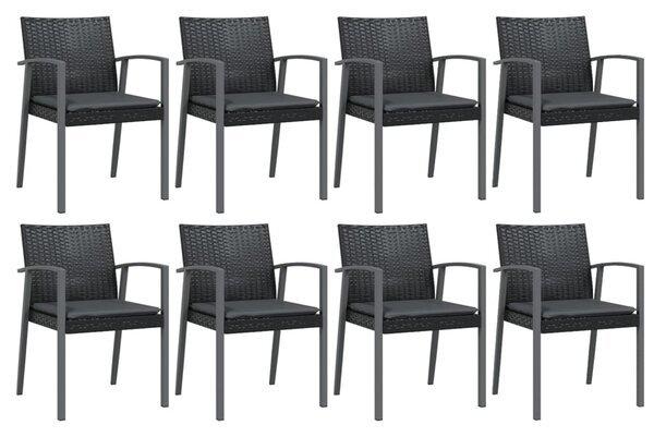 9 részes polyrattan és acél kerti étkezőgarnitúra párnával