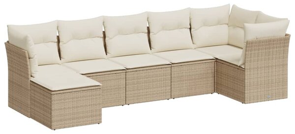 7 részes bézs polyrattan kerti ülőgarnitúra párnákkal