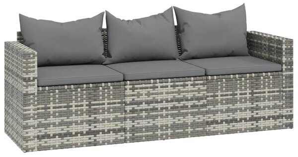3 részes szürke polyrattan kerti ülőgarnitúra párnákkal