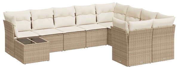 10 részes bézs polyrattan kerti ülőgarnitúra párnával