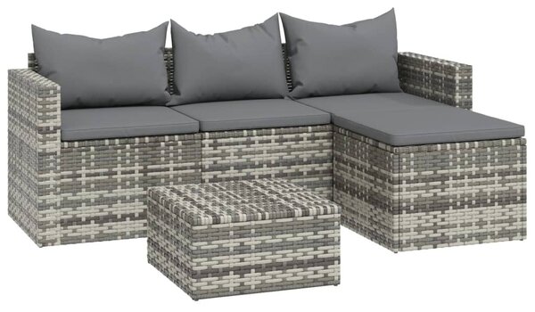 3 részes szürke polyrattan kerti ülőgarnitúra párnákkal