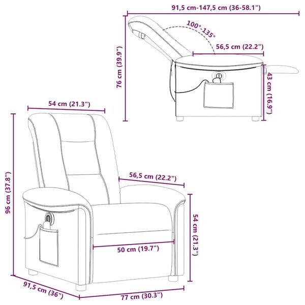 VidaXL fekete szövet elektromos dönthető masszázsfotel
