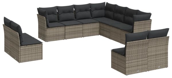 11 részes szürke polyrattan kerti ülőgarnitúra párnákkal