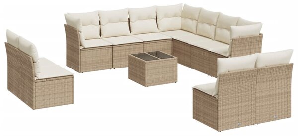12 részes bézs polyrattan kerti ülőgarnitúra párnákkal