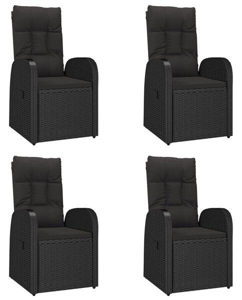 5 részes fekete polyrattan kerti étkezőgarnitúra párnákkal