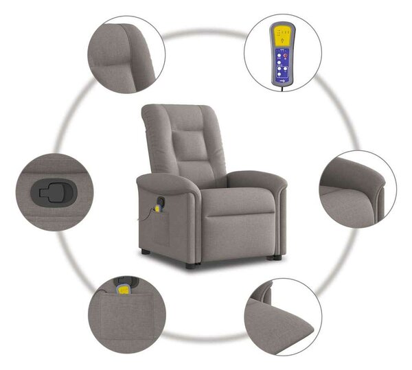 VidaXL tópszínű szövet dönthető masszázs- és állófotel