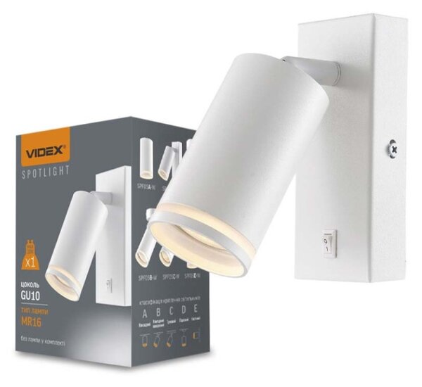 Videx KENT fehér oldalfali lámpa, GU10-es foglalattal