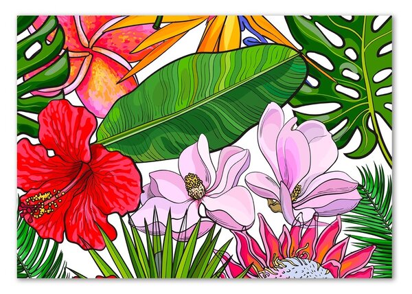 Fali üvegkép Hawaii virágok