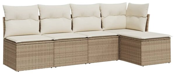 5 részes bézs polyrattan kerti ülőgarnitúra párnákkal