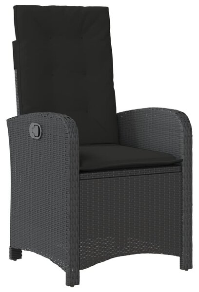 7 részes fekete polyrattan kerti étkezőgarnitúra párnával