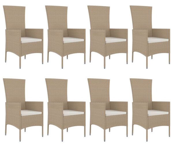 9 részes bézs polyrattan kerti étkezőgarnitúra párnákkal