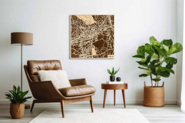 Pécs 3D fa várostérkép fali dekoráció – Natura Products