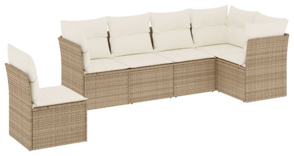 6 részes bézs polyrattan kerti ülőgarnitúra párnával