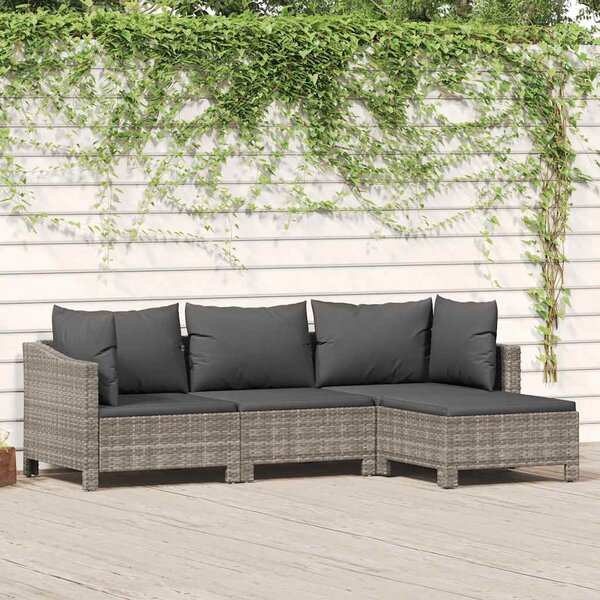 4 részes szürke polyrattan kerti ülőgarnitúra párnákkal