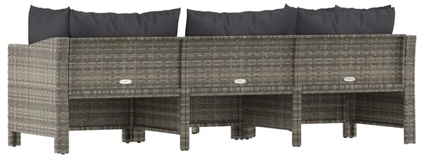 4 darabos szürke polyrattan kerti bútor szett párnákkal