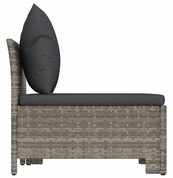 2 darabos szürke polyrattan kerti bútor szett párnákkal