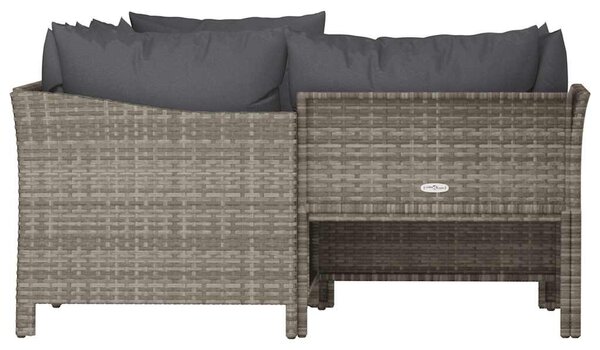 4 darabos szürke polyrattan kerti bútor szett párnákkal