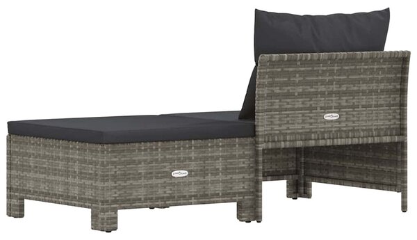 2 darabos szürke polyrattan kerti bútor szett párnákkal