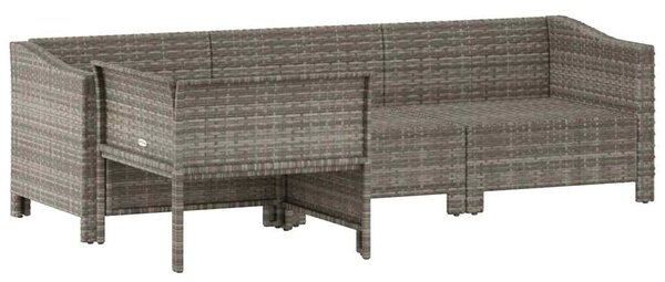 4 darabos szürke polyrattan kerti bútor szett párnákkal