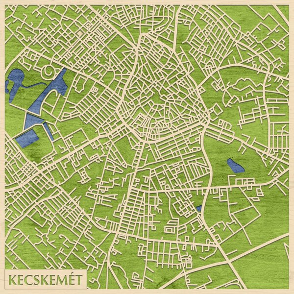 Kecskemét 3D fa várostérkép fali dekoráció – Natura Products