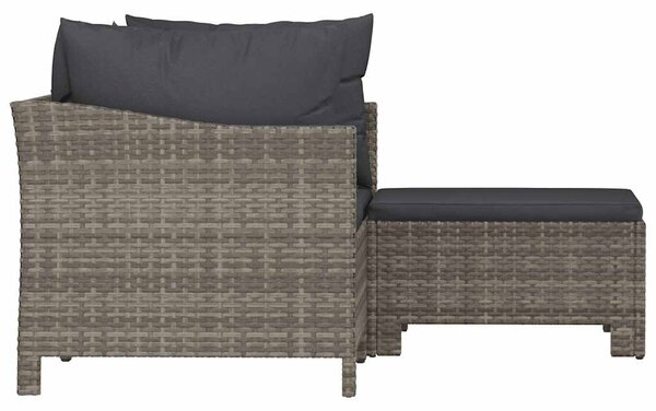 3 részes szürke polyrattan kerti ülőgarnitúra párnákkal