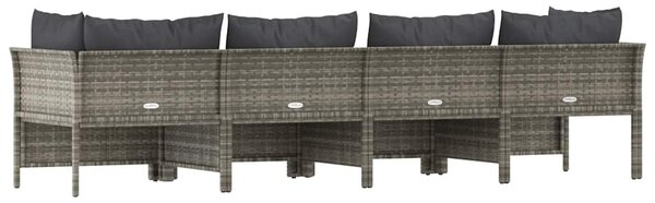 4 darabos szürke polyrattan kerti bútor szett párnákkal