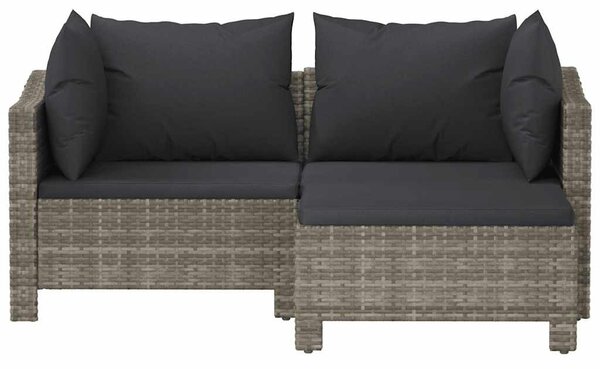 3 részes szürke polyrattan kerti ülőgarnitúra párnákkal