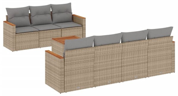 8 részes bézs polyrattan kerti ülőgarnitúra párnával