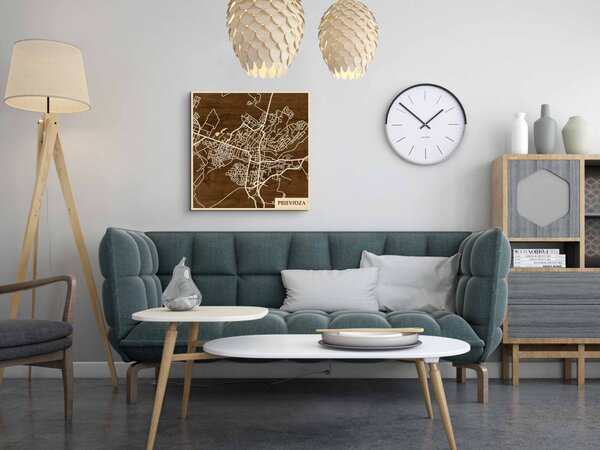 Privigye – Prievidza 3D fa várostérkép fali dekoráció – Natura Products