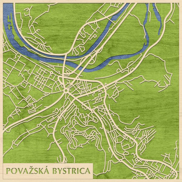 Vágbeszterce – Považská Bystrica 3D fa várostérkép fali dekoráció – Natura Products