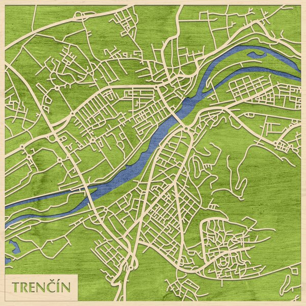 Trencsén – Trenčín 3D fa várostérkép fali dekoráció – Natura Products