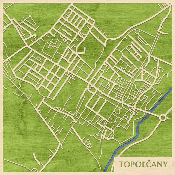 Nagytapolcsány – Topoľčany 3D fa várostérkép fali dekoráció – Natura Products