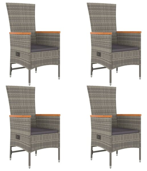 5 részes szürke polyrattan kerti étkezőgarnitúra párnával
