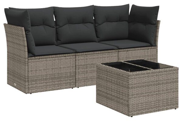 4 részes szürke polyrattan kerti ülőgarnitúra párnákkal