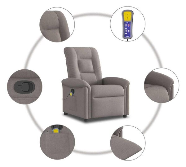 VidaXL tópszínű szövet dönthető masszázsfotel