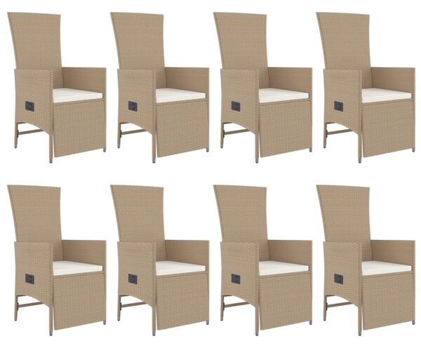 9 részes bézs polyrattan kerti étkezőgarnitúra párnákkal