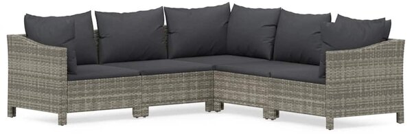 5 részes szürke polyrattan kerti ülőgarnitúra párnákkal