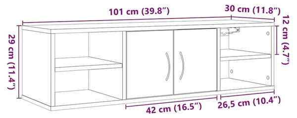 VidaXL kézműves tölgy színű szerelt fa faliszekrény 102x30x29 cm