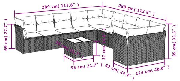 11 részes bézs polyrattan kerti ülőgarnitúra párnákkal
