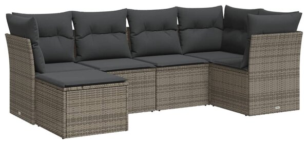 6 részes szürke polyrattan kerti ülőgarnitúra párnákkal