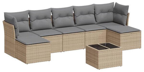 8 részes bézs polyrattan kerti ülőgarnitúra párnával