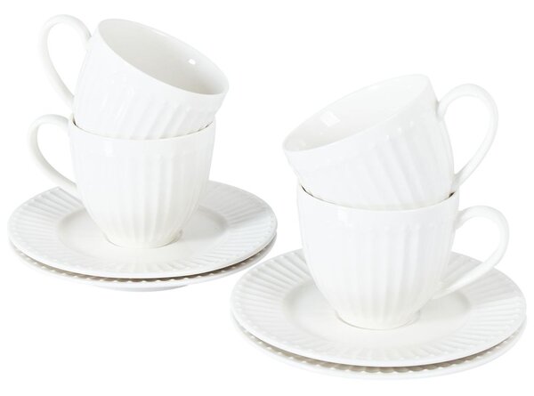 Négydarabos csésze készlet csészealjjal COWSLIP Porcelán Fehér