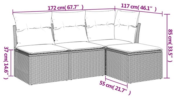 4 részes bézs polyrattan kerti ülőgarnitúra párnákkal