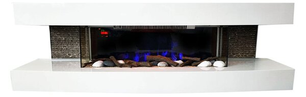 Elektromos kandalló, Paula fehér, ElectricSun, Nagy, hanghatással, 10 szín, telefonos alkalmazással, SZ150xM46x31cm
