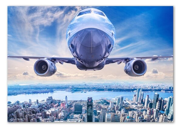 Akrilüveg fotó Plane a város felett