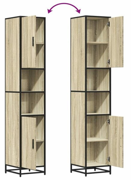 VidaXL sonoma tölgy szerelt fa és fém fürdőszekrény 35x37,5x188,5 cm