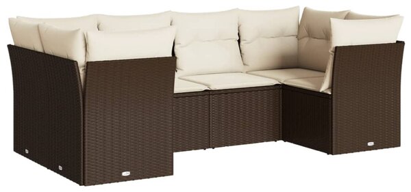 6 részes barna polyrattan kerti ülőgarnitúra párnával